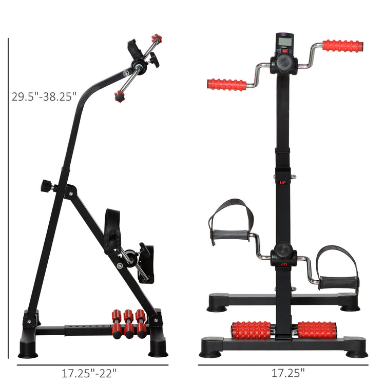 Pedal exerciser used seated for leg training