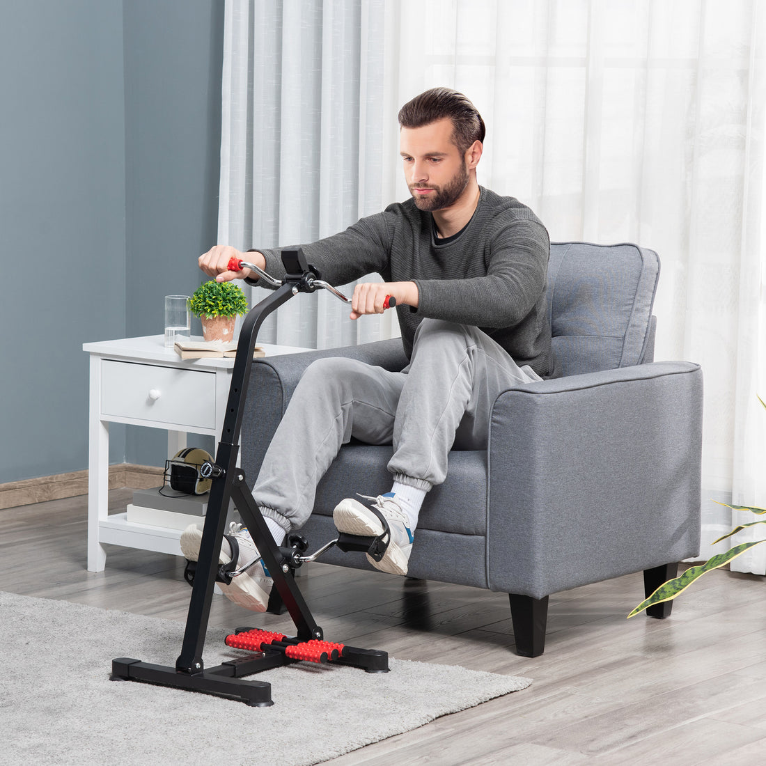 Pedal machine adjustable height frame