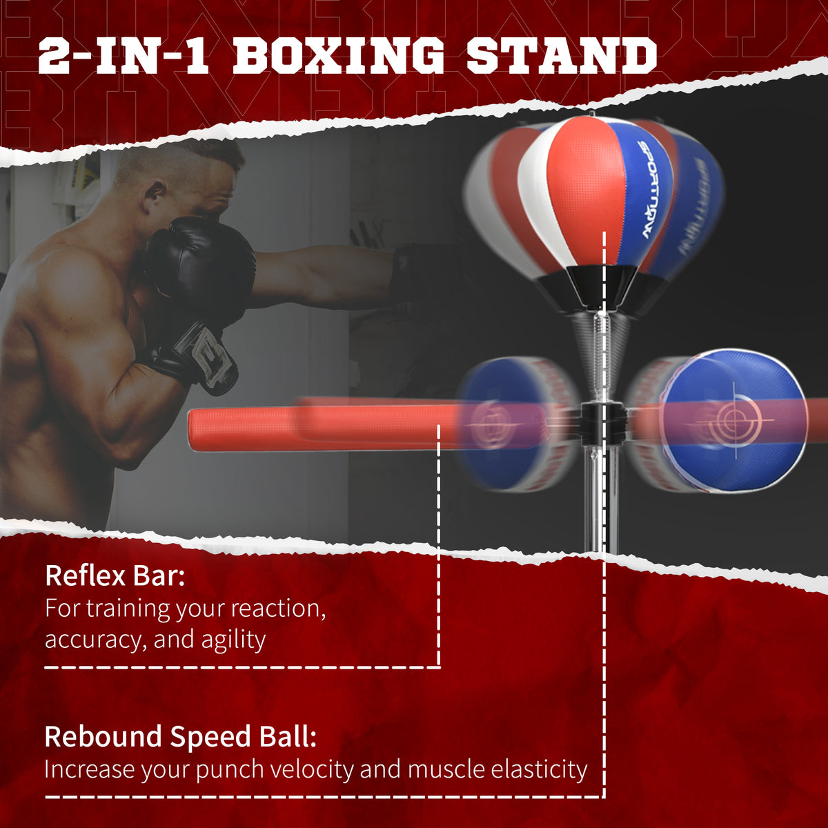 Adjustable Reflex Boxing Bag with Stand6