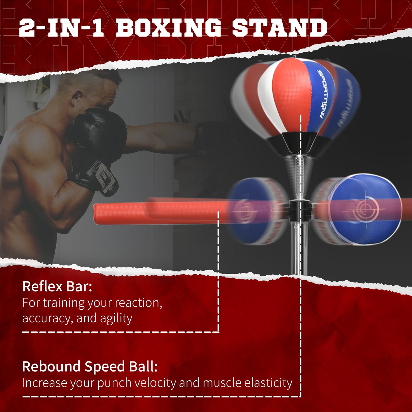 Adjustable Reflex Boxing Bag with Stand6