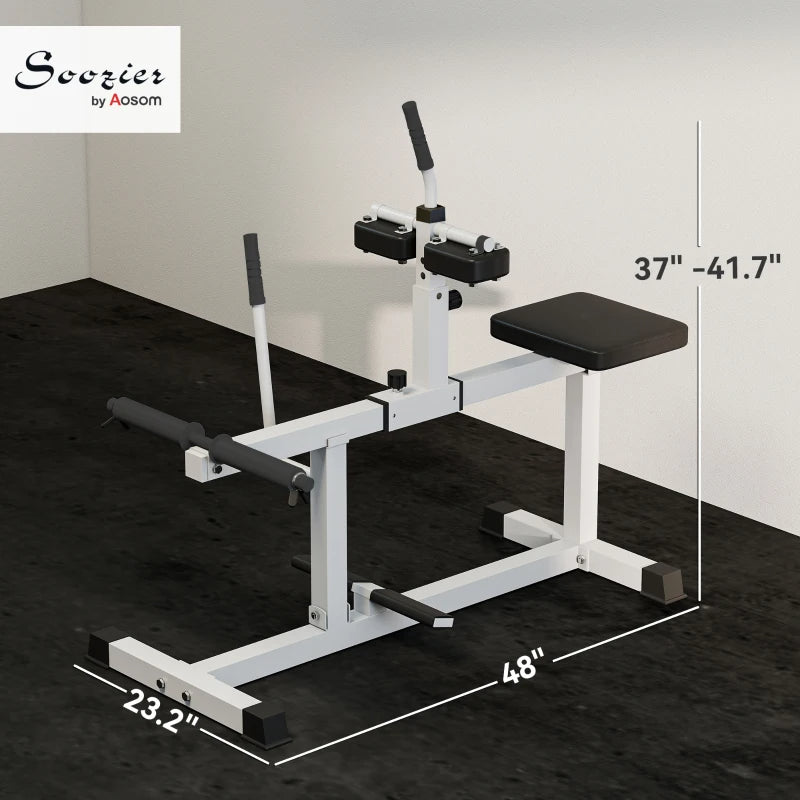 White calf raise machine with plates loaded