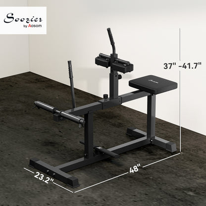 Calf raise machine in use, seated calf raise exercise