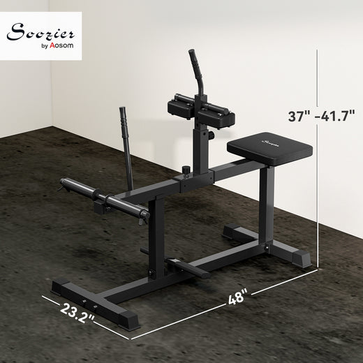 Calf raise machine in use, seated calf raise exercise
