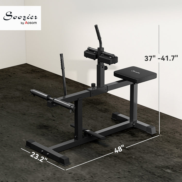 Calf raise machine in use, seated calf raise exercise