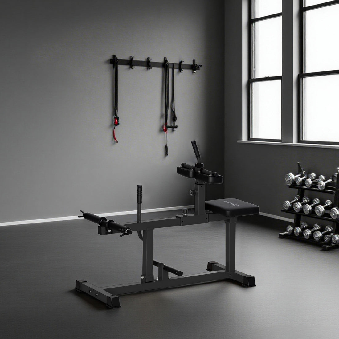 Calf raise machine steel frame side view