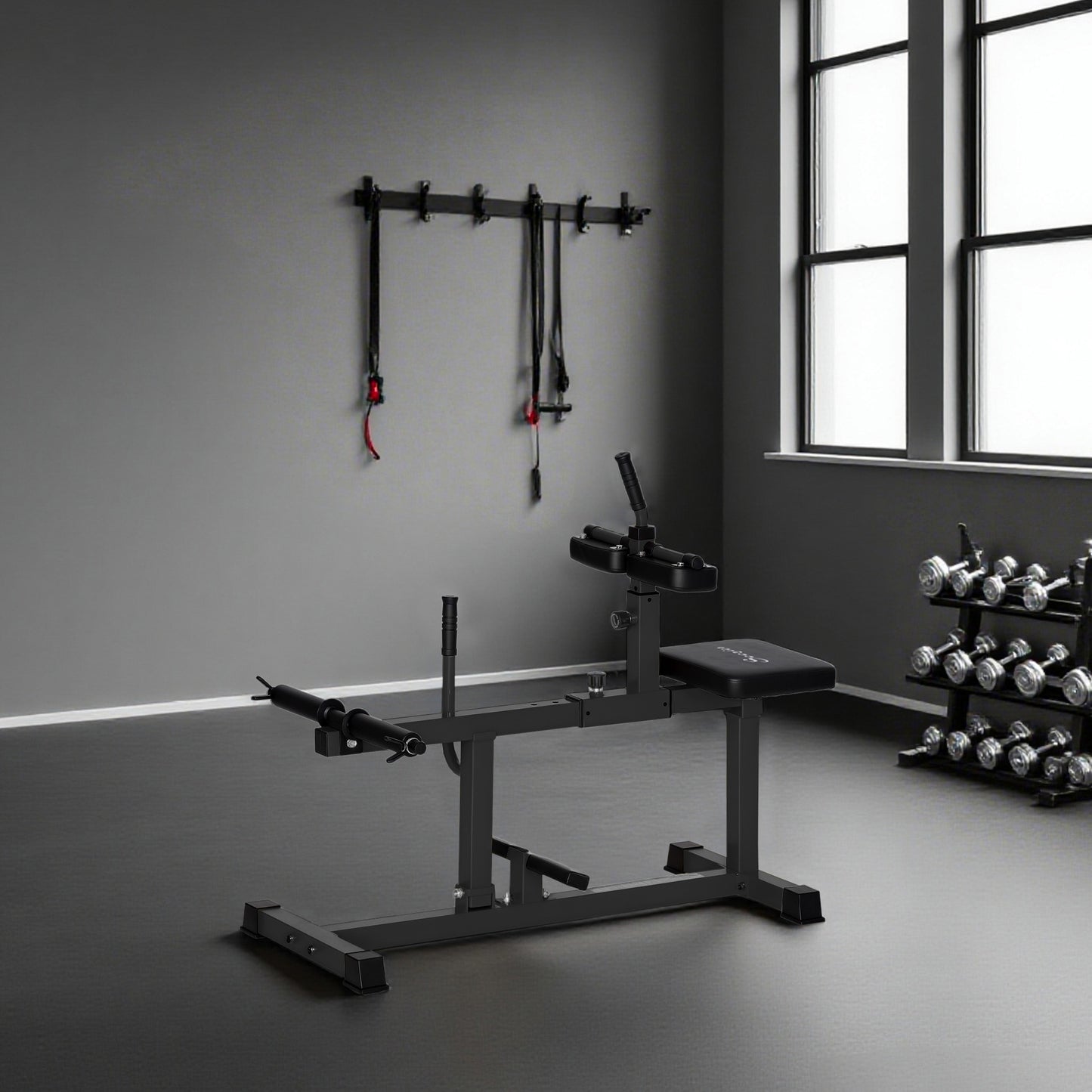 Calf raise machine steel frame side view