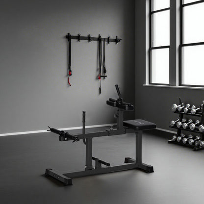 Calf raise machine steel frame side view