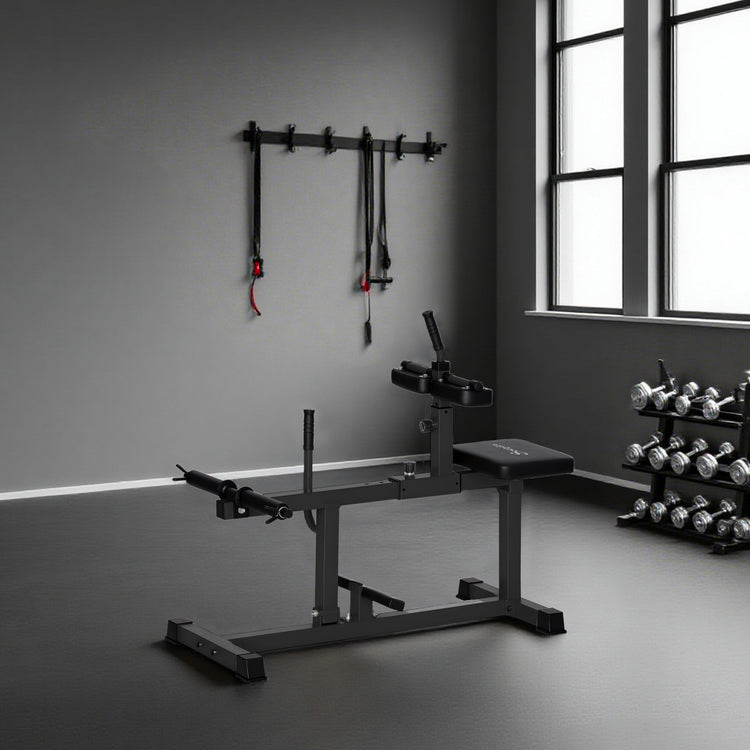 Calf raise machine steel frame side view