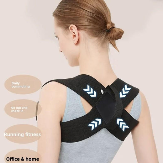 Posture corrector straps laid flat showing adjustable buckle
