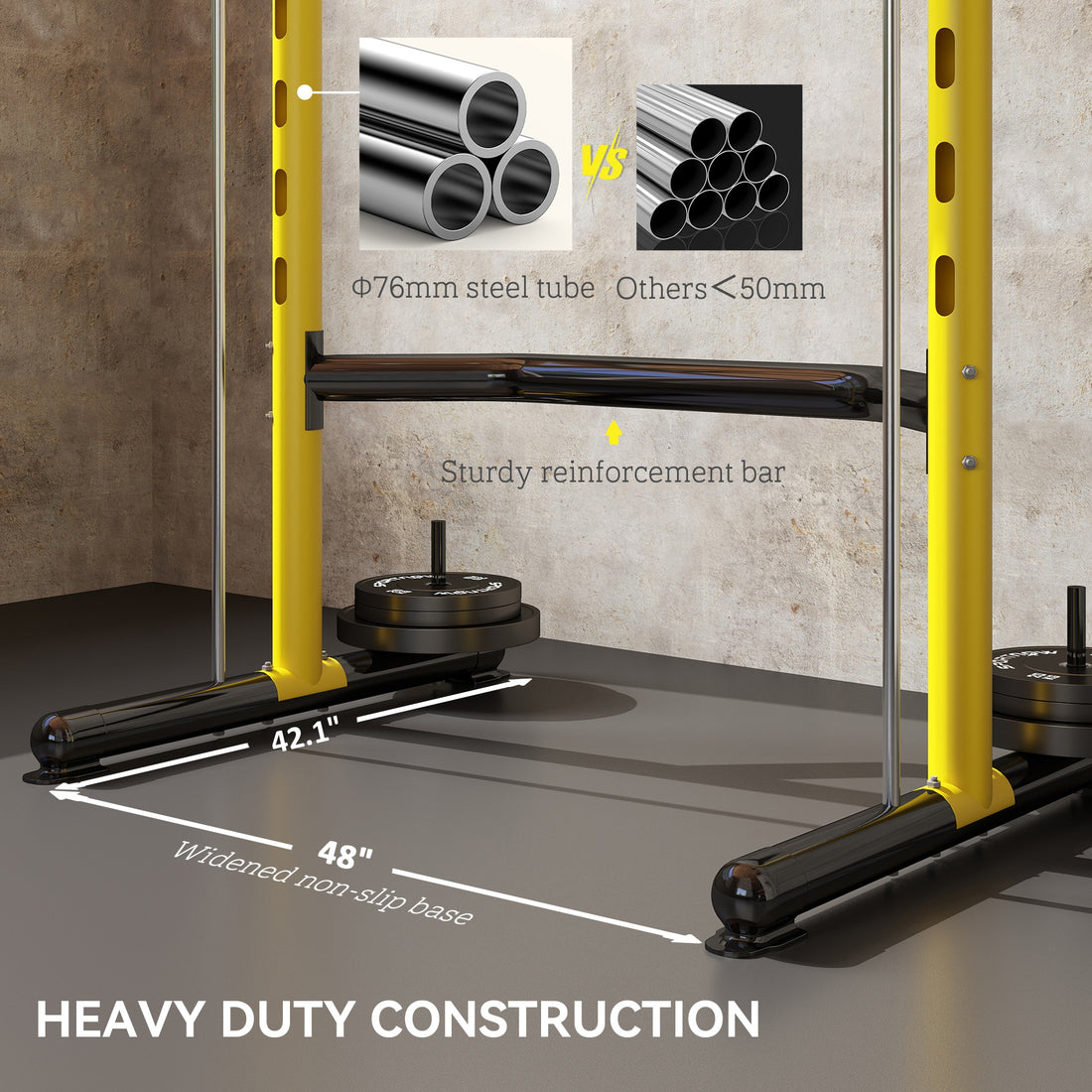 Squat rack steel frame dimensions and detail