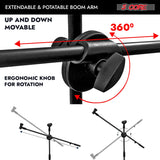 Mic stand extended to maximum height for standing vocals