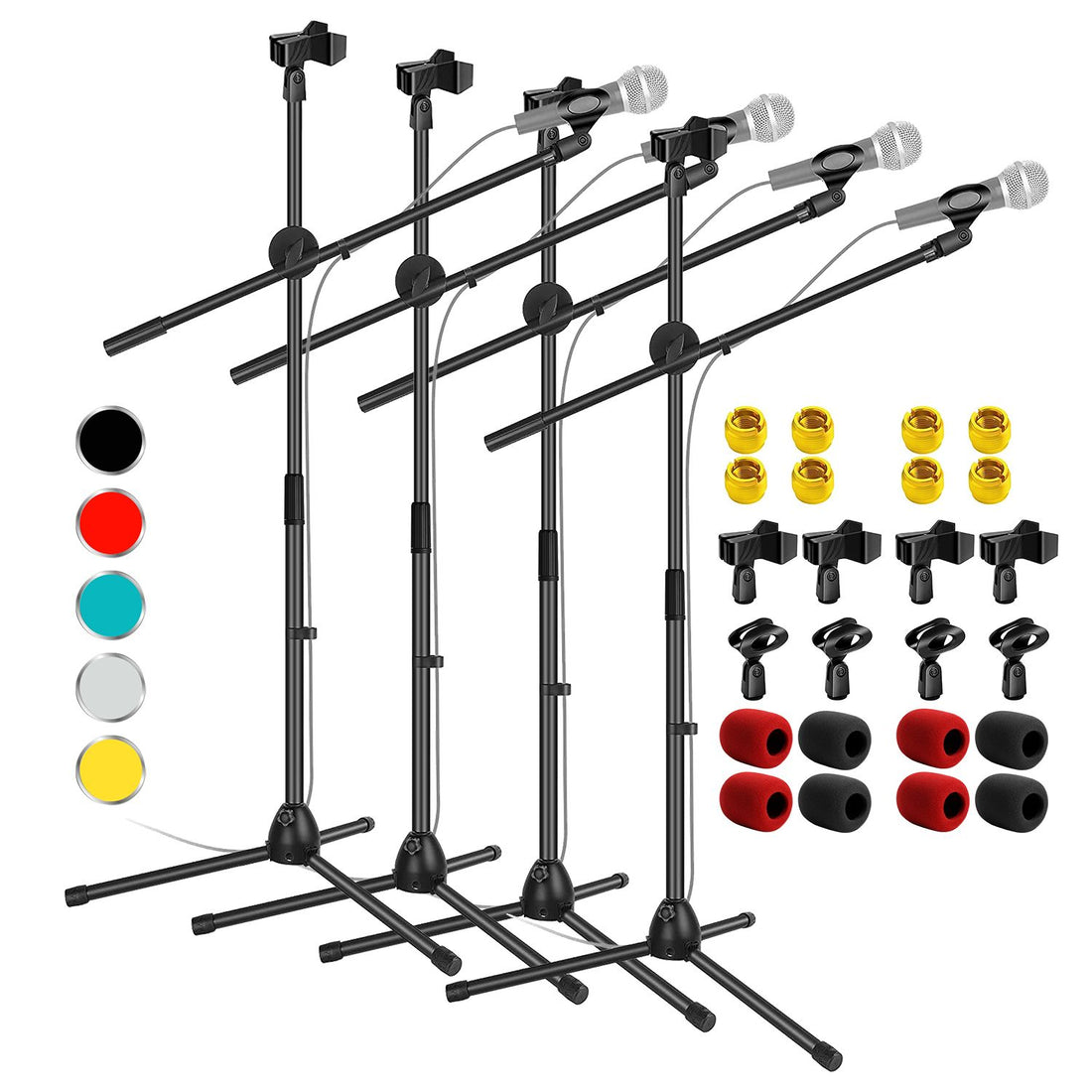 Dual microphone holder attachment on the boom arm