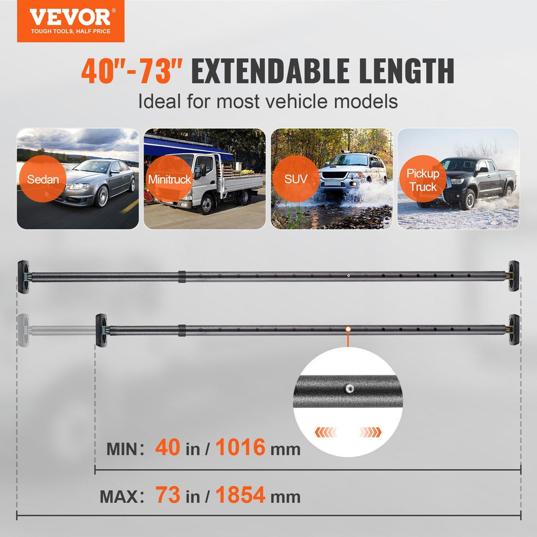 Adjustable Vehicle Cargo Stabilizer Bar detail view 2