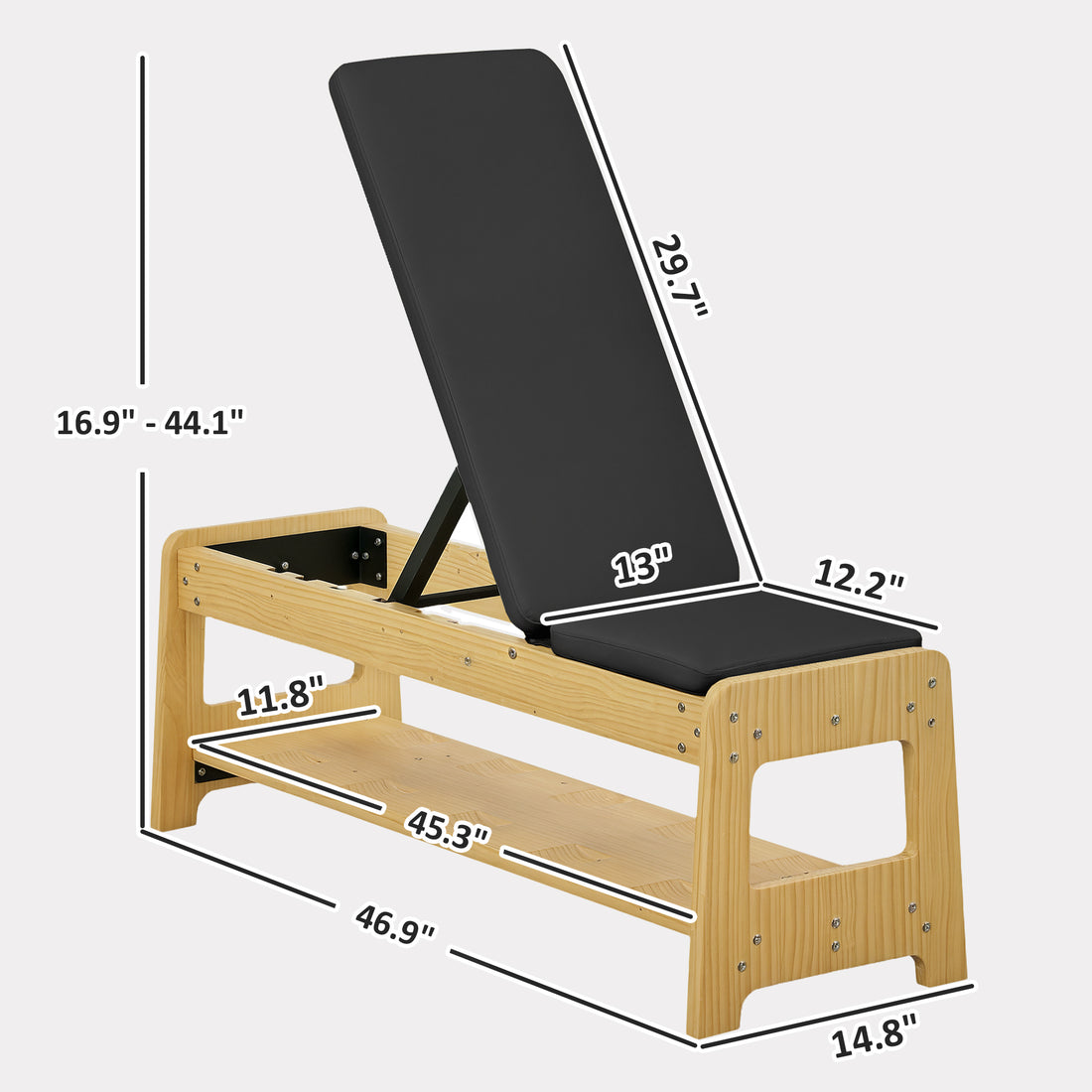 Padded surface on adjustable weight bench