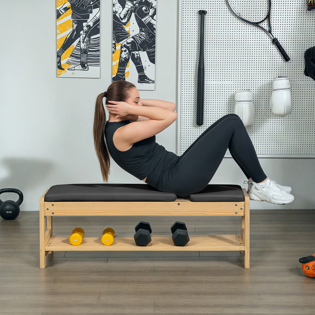 Adjustable weight bench in flat position