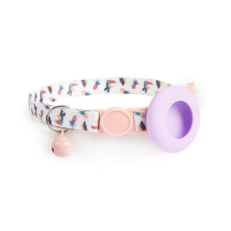 Airtag pet collar case in Pineapple Parrot print