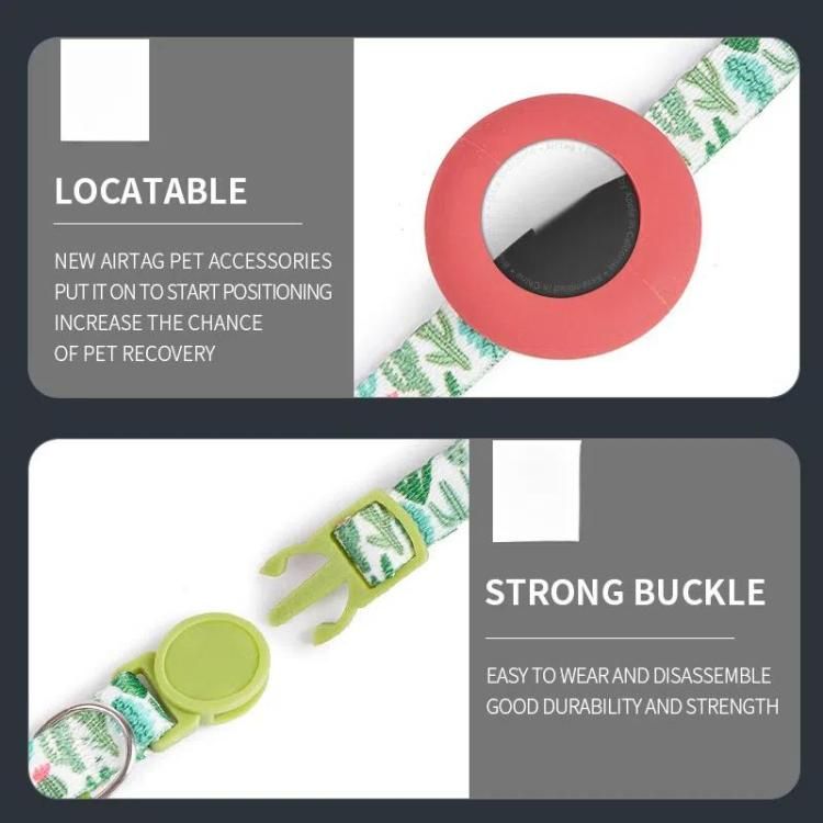 Airtag collar case threaded through a pet collar strap