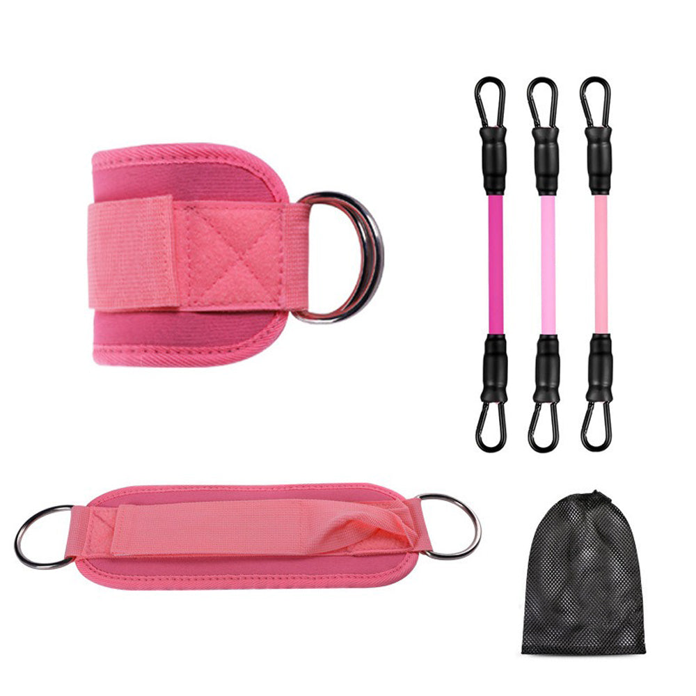 Ankle resistance bands with soft cuffs in pink