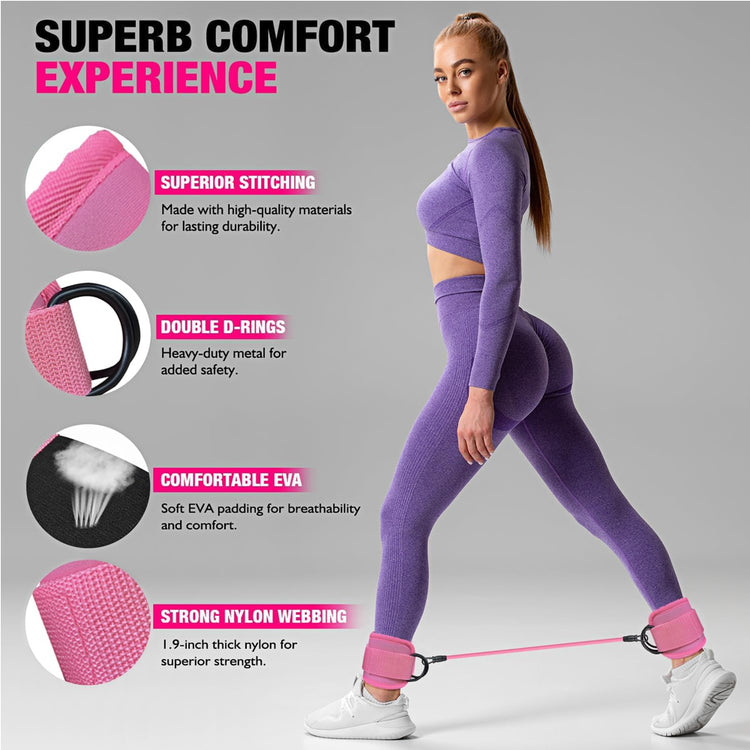 Ankle bands used during a kickback exercise
