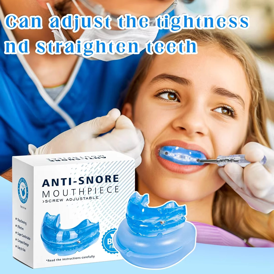 Snoring mouth guard side profile showing jaw position