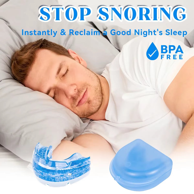 Mouth guard for snoring shown in three sizes