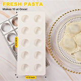 Close-up of metal ravioli mold crimped edge detail