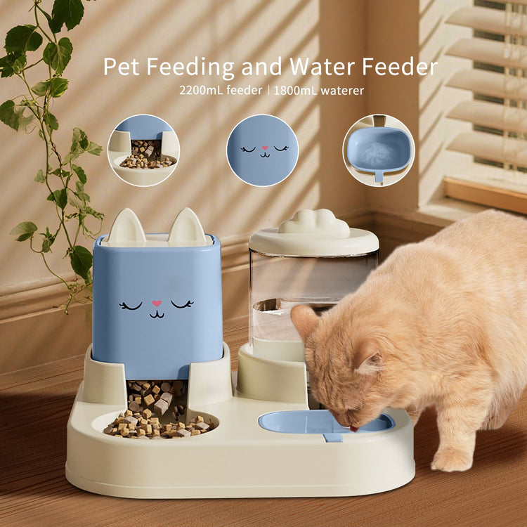 Automatic pet feeder and water dispenser for dogs and cats