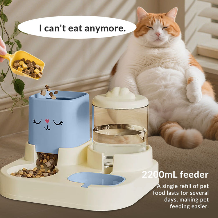 Automatic pet feeder dispensing kibble into bowl