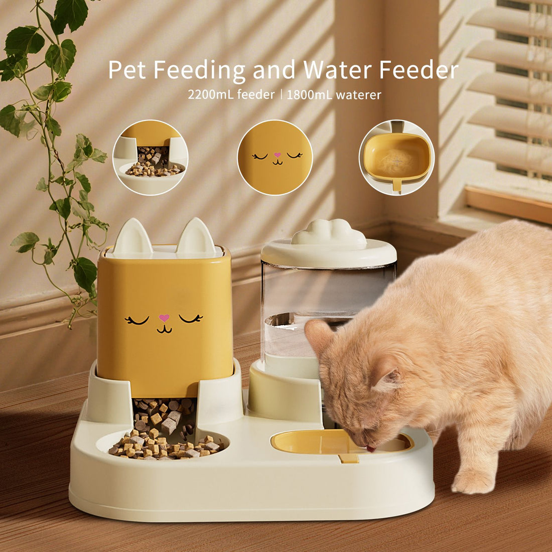 Automatic pet feeder color variants blue yellow pink