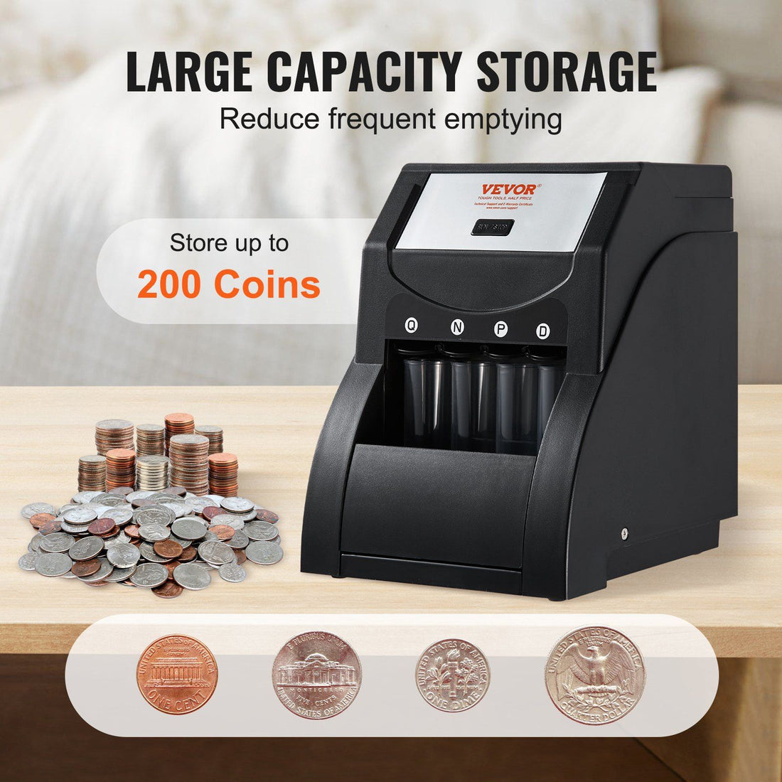 Automatic USD Coin Sorting Machine detail close-up. automatic usd coin sorter