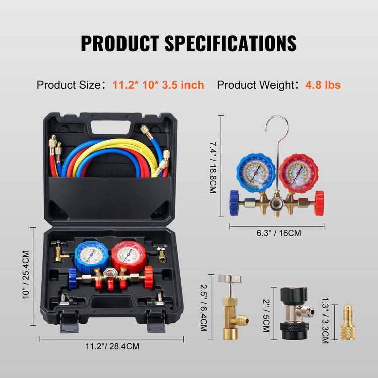 Automotive 3-Way AC Manifold Gauge additional angle