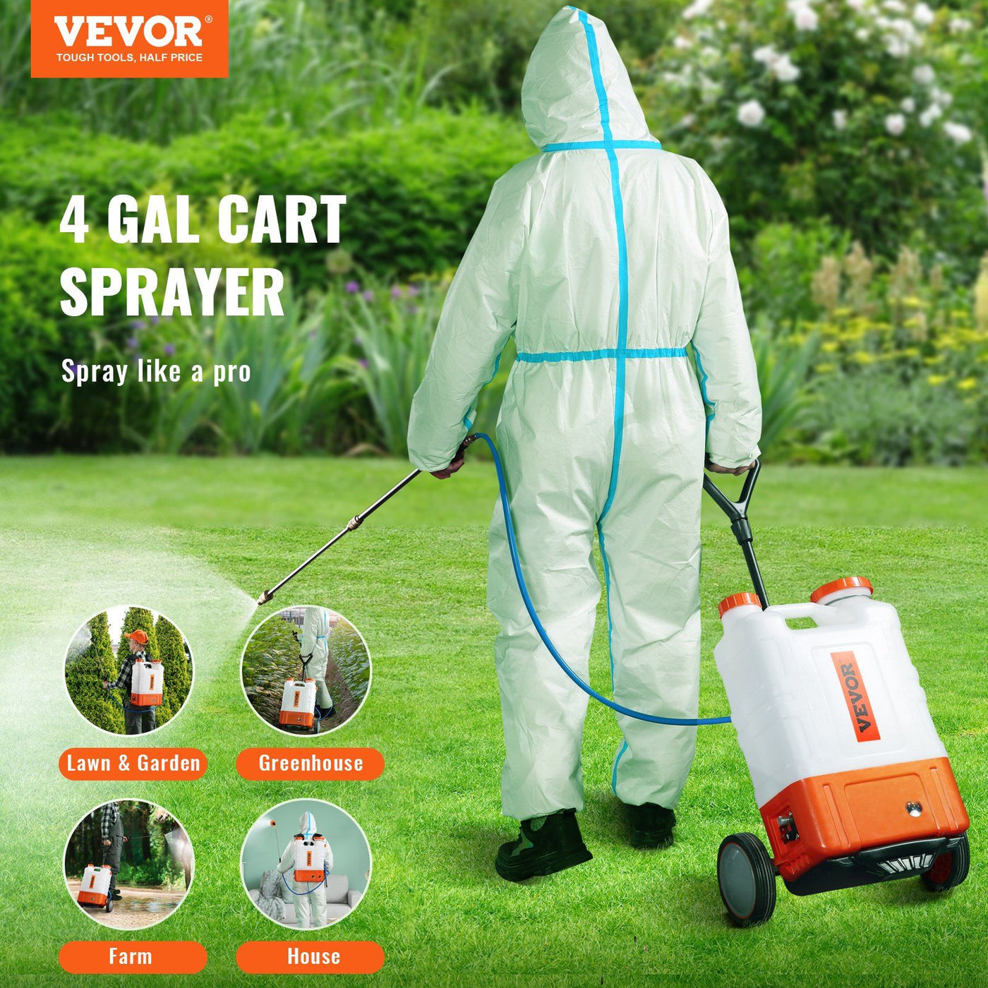 Battery backpack sprayer with included nozzle set