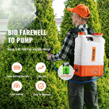 Battery backpack sprayer wand and trigger close-up