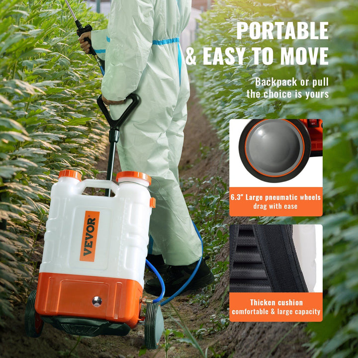 Battery backpack sprayer charging port and accessories