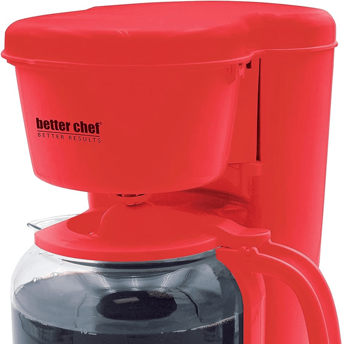 Better Chef 12-cup coffee maker with carafe and warming plate, detail view