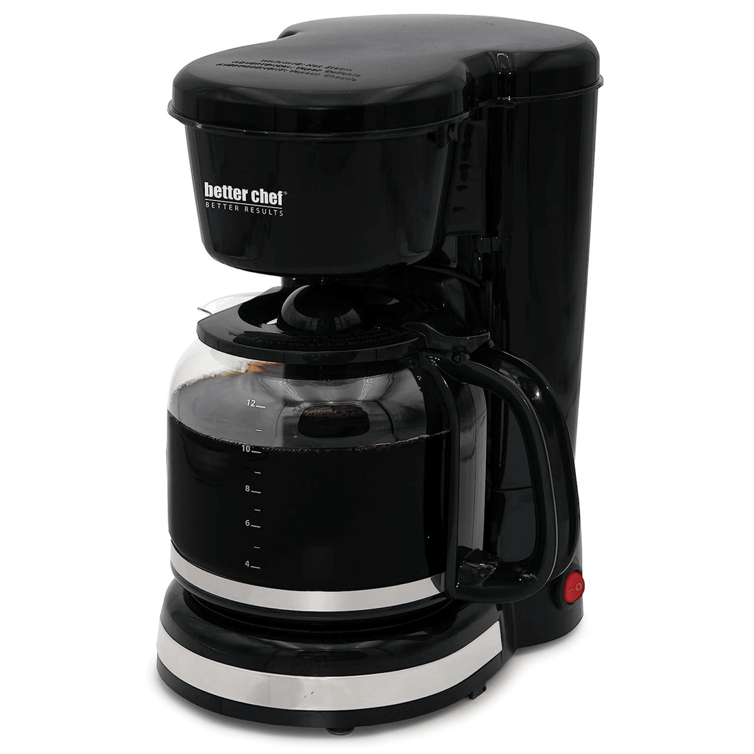 Better Chef 12-cup coffee maker with carafe and warming plate, in-use view