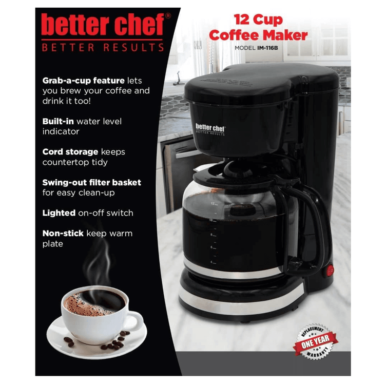 Better Chef 12-cup coffee maker with carafe and warming plate, additional view 5