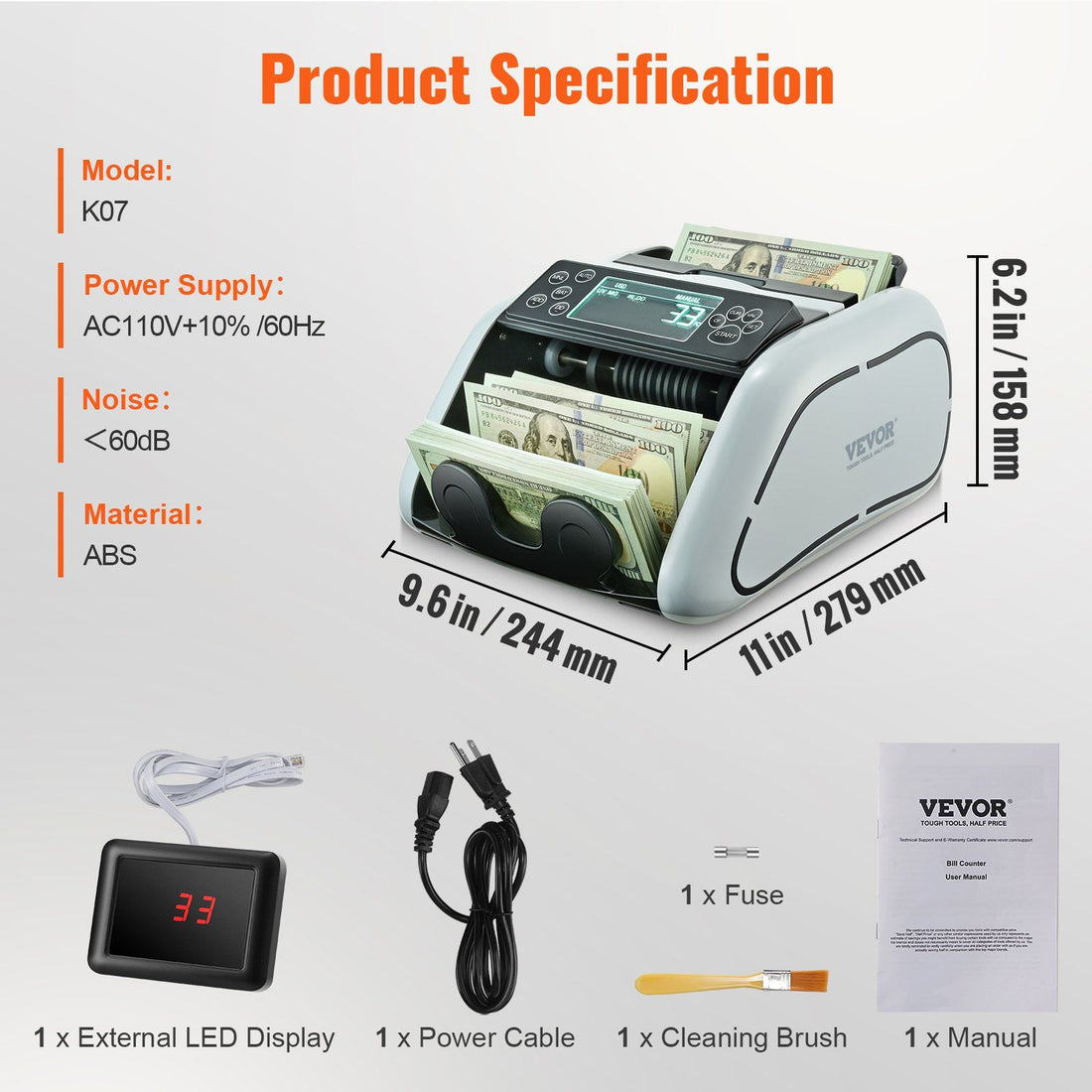 bill counter with counterfeit detection counting a stack of bills