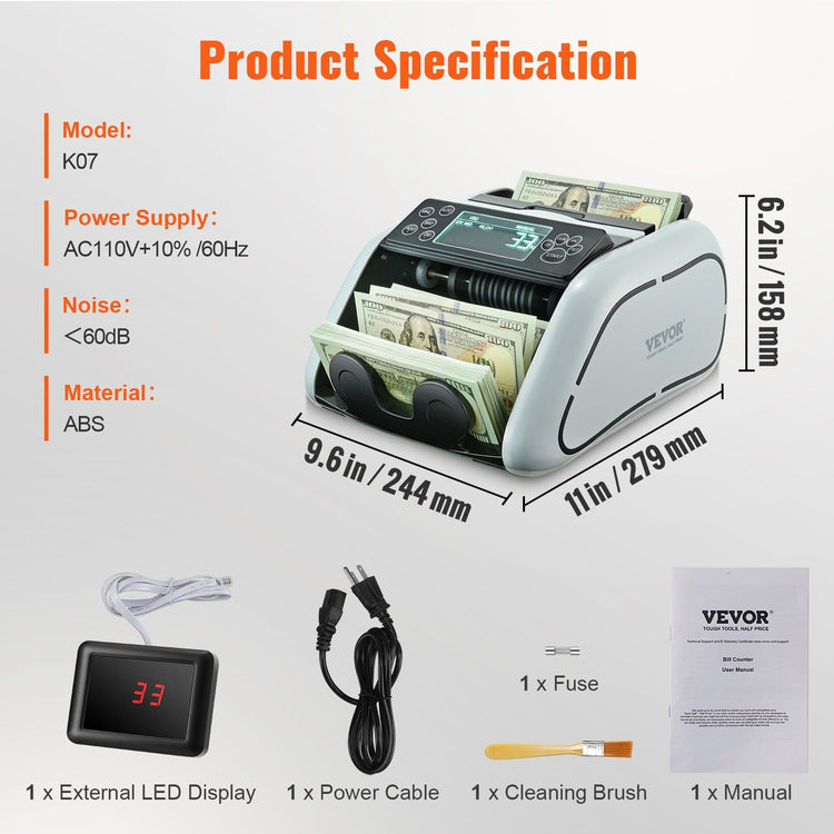 bill counter with counterfeit detection counting a stack of bills