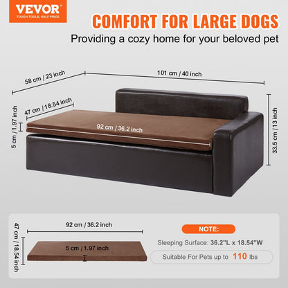 Black leather pet sofa bed side view