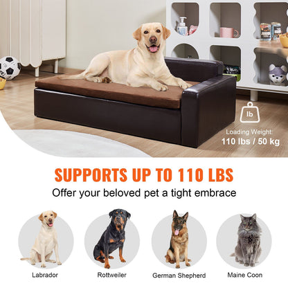 Black leather pet sofa bed close-up detail
