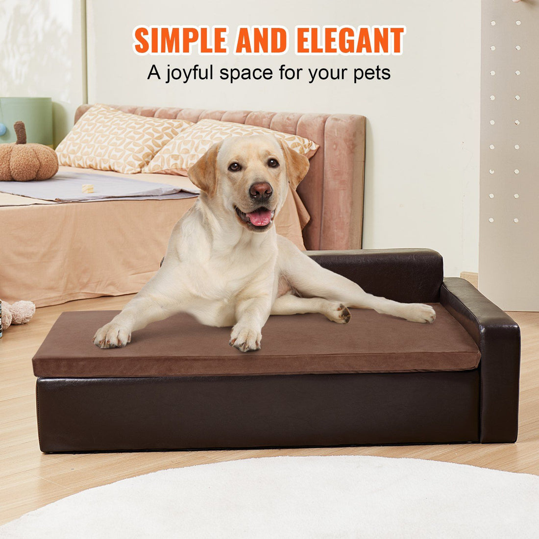Black leather pet sofa bed additional view
