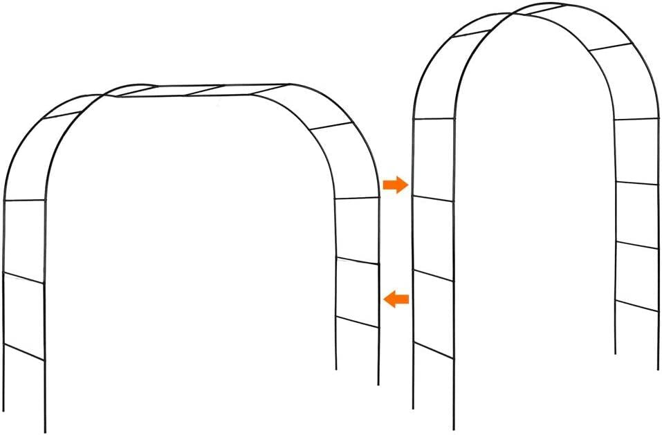 Black Metal Garden Arch Trellis angle detail view