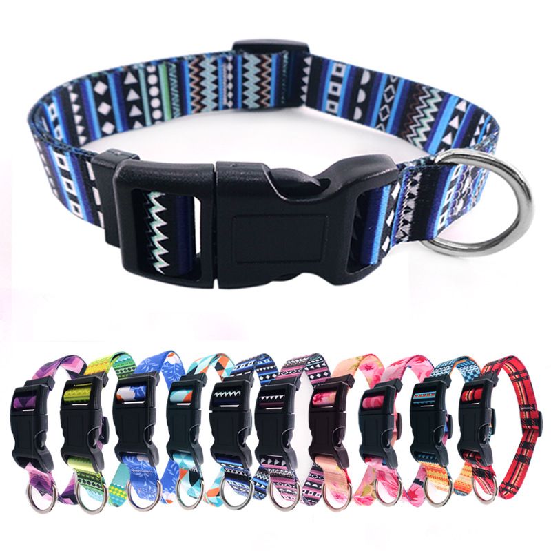 Bohemian pet collar in yellow print