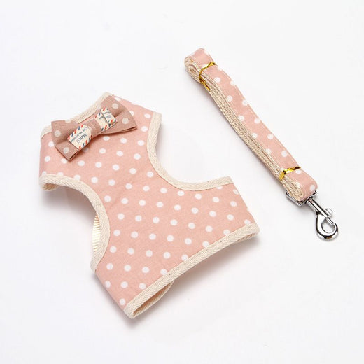 Bowknot dog harness with navy anchor print