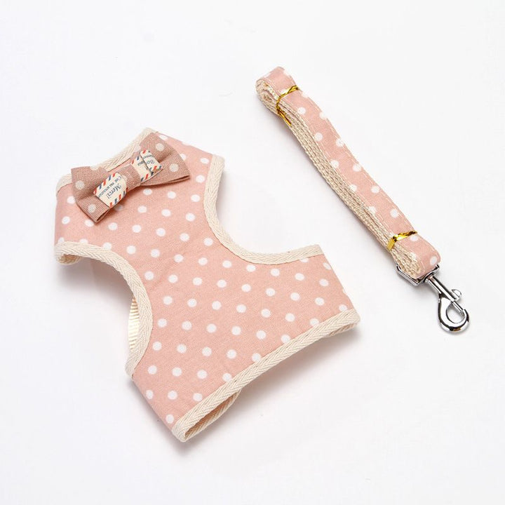 Bowknot dog harness with navy anchor print