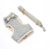 Bowknot pet harness vest with matching leash