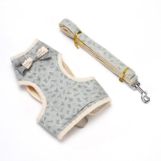 Bowknot pet harness vest with matching leash