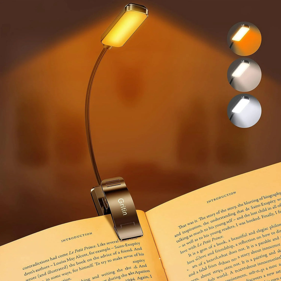 Light clipped onto a tablet instead of a book