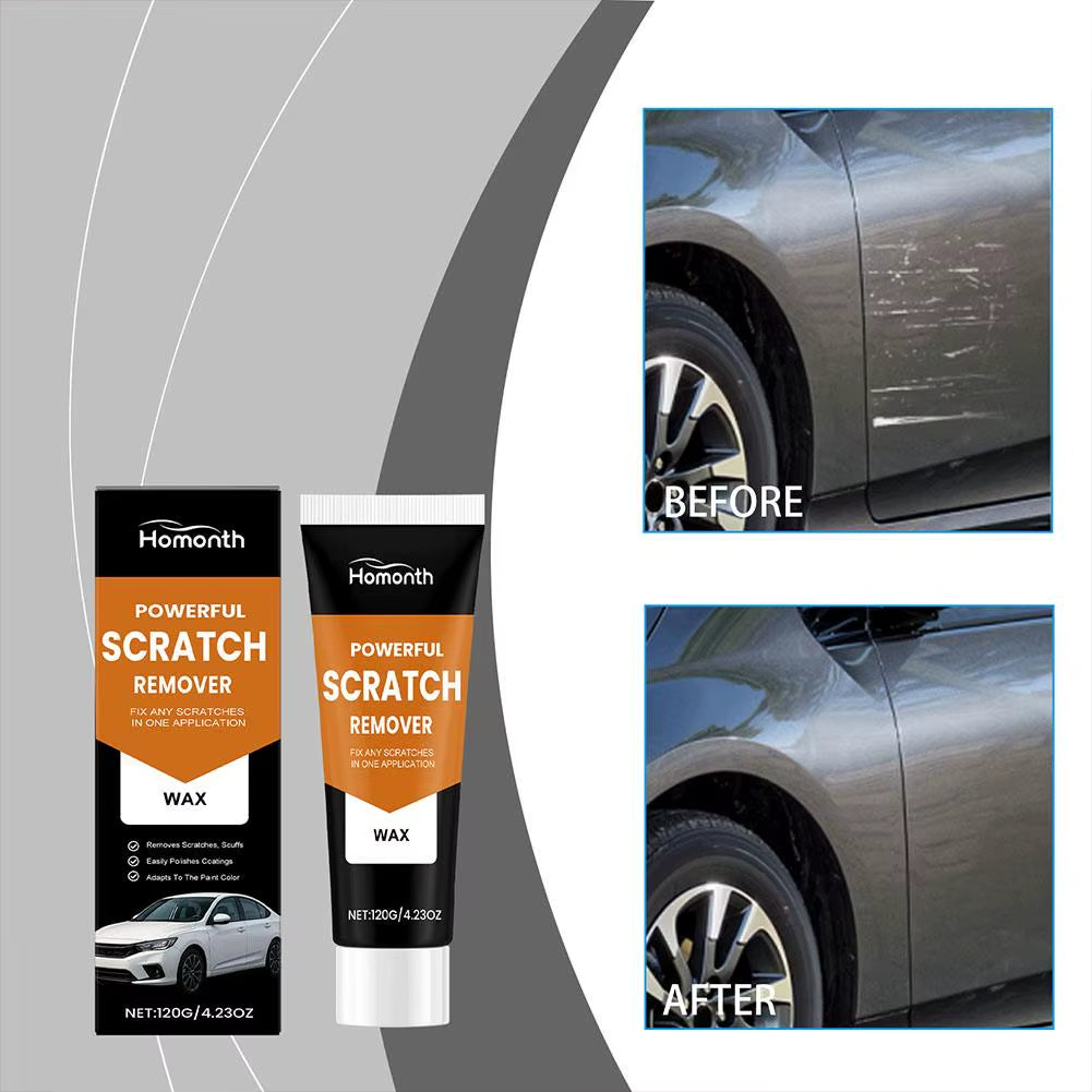Scratch remover polish being applied to car panel